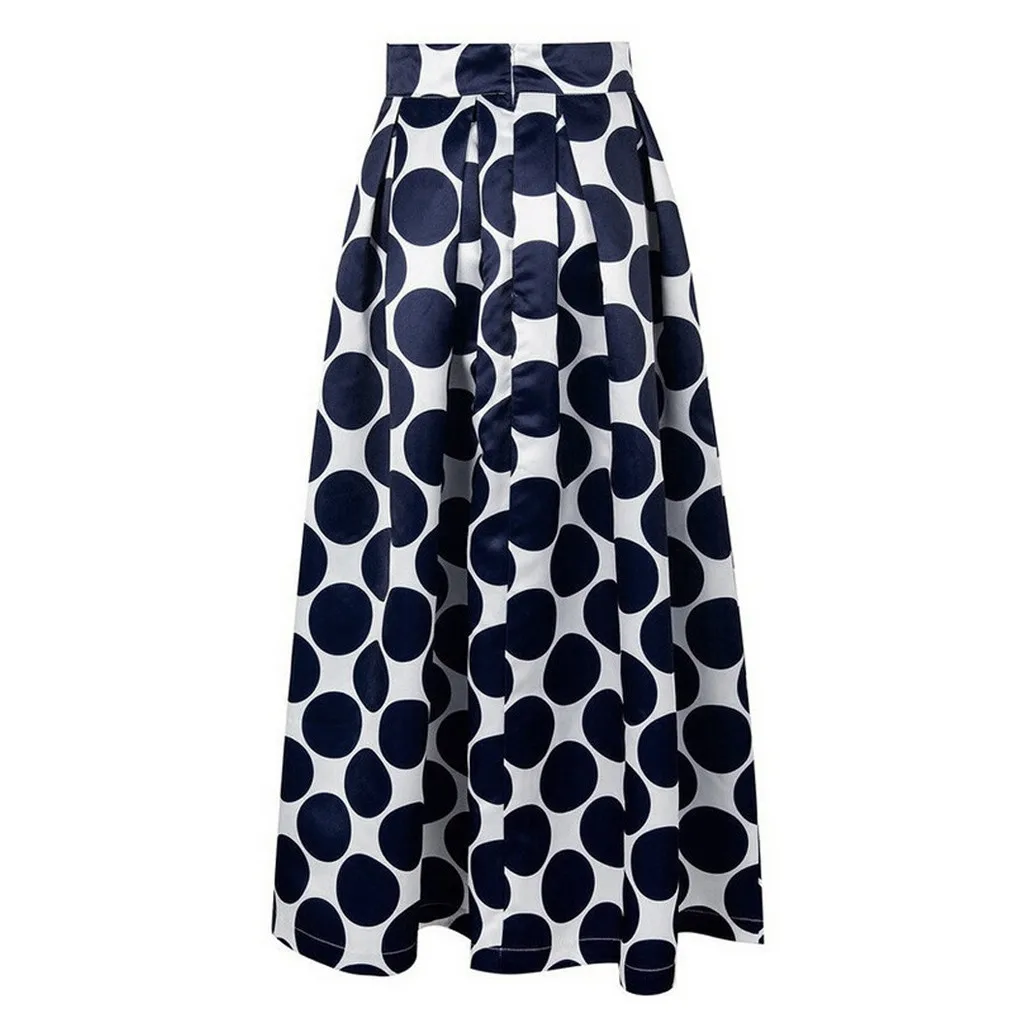 Women's Fashion Dot Printed Long Skirt Autumn And Winter High Waisted Party Female Casual Ankle-Length Ball Gown Black Jun11 | Женская