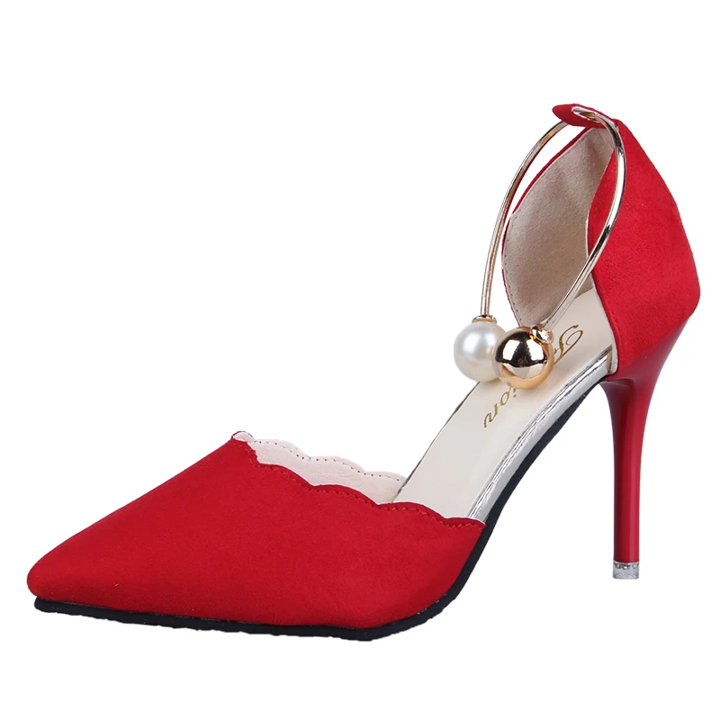 169 Red 10cm Женские туфли-лодочки; Новое поступление года; женская обувь на высоком каблуке с острым закрытым носком; женская свадебная обувь с кружевом и бисером - Цвет: 169 Red 10cm