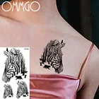 Временные татуировки OMMGO Зебра лес для женщин и мужчин, наклейки для боди-арта, водостойкие искусственные татуировки на заказ, черный медведь