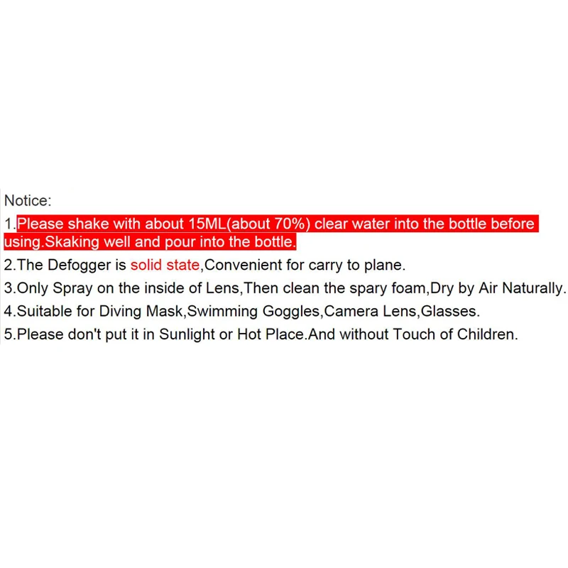1 шт. Твердотельный антизапотевающий спрей для дайвинга маска плавания очки