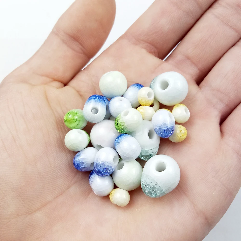 

JHNBY 100pcs Chinese ceramic beads 6/8/10/12MM Round Spacer Loose beads for Jewelry bracelet pendant Handmade making DIY Finding