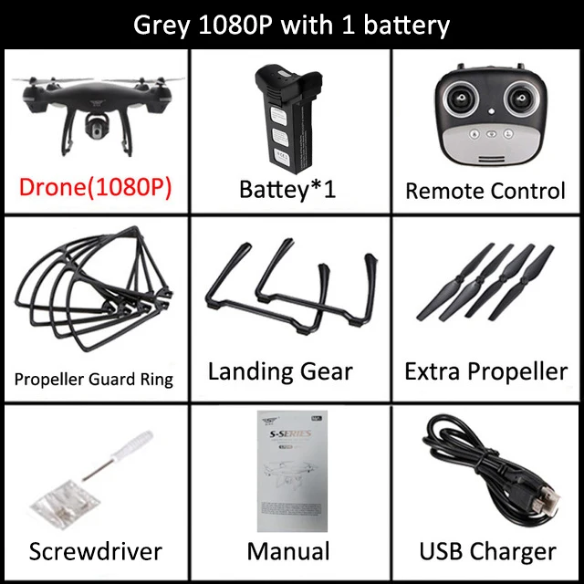 grey 1080P 1battery S70W gps FPV Дрон с 1080 P HD FPV широкоугольная камера Wi-Fi живое видео слежение за мной gps возврат дома RC Квадрокоптер гоночный Дрон - Цвет: grey 1080P 1battery