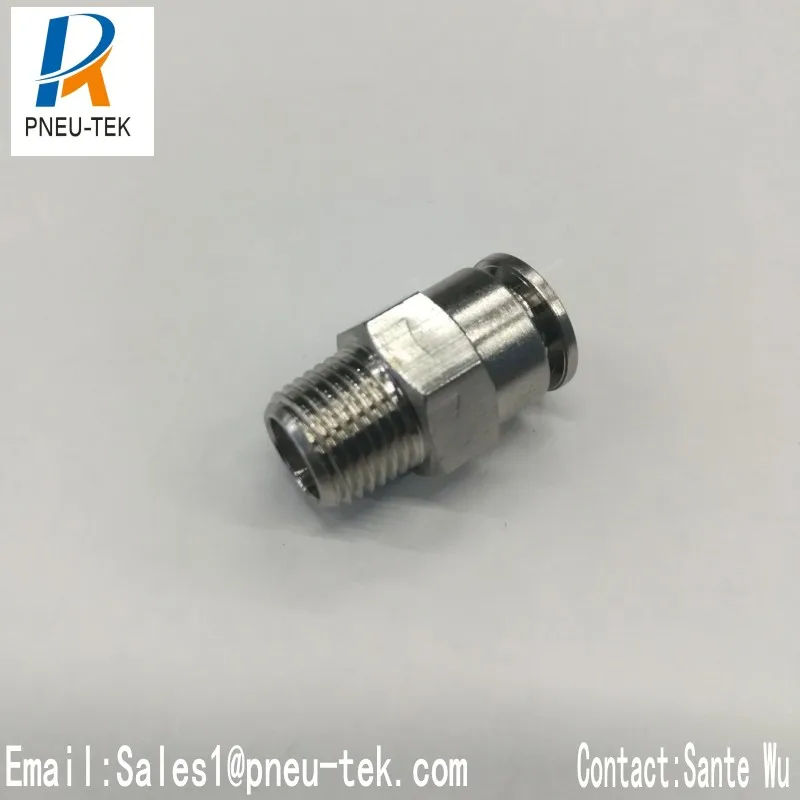 MPC6mm BSPT1/8 прямой штырьковый адаптер никелированная латунная штуцер одно касание