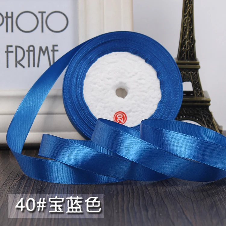 Royal Blue 22 м/лот 15 мм шелковые атласные ленты Рождественские Свадебные украшения подарок на день рождения упаковка DIY ремесла розы искусственный цветок - Цвет: Royal Blue