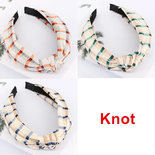 MS-FG462 Knot 3 шт./лот цветные клетчатые повязки на голову для Для женщин лук эластичный тюрбан проверено в полоску для девочек ленты для волос аксессуары для волос для взрослых людей - Цвет: MS-FG462 Knot