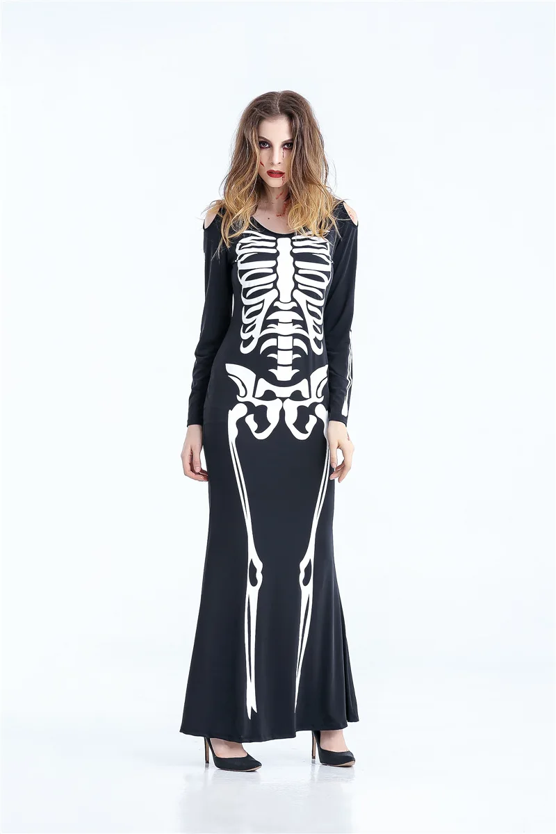 2017 хэллоуин костюм Скелета призрак dress труп женщины Dress Ночь DS сценические
