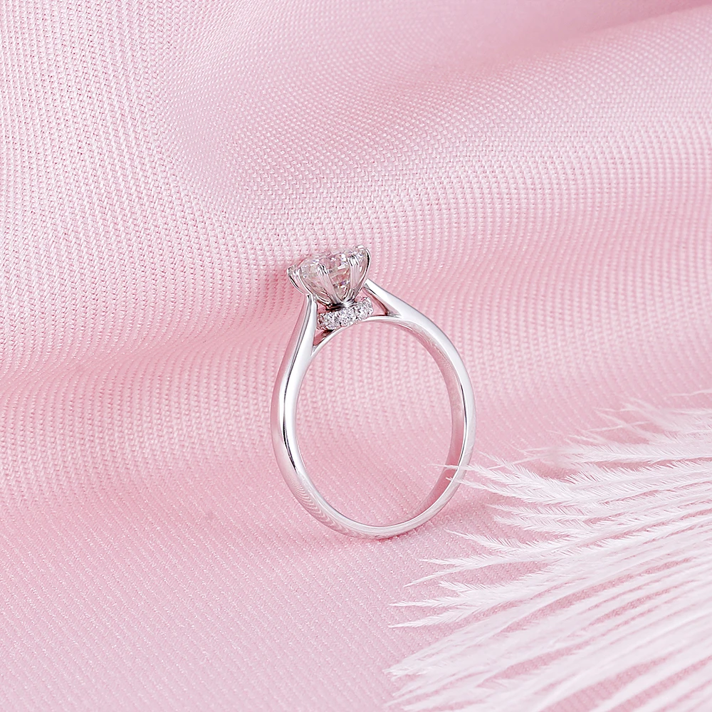 Женское кольцо для помолвки transcgems середина 1ct 6 мм F Color VVS Octangle Cut из белого золота