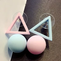 engagement candy color earrings stud earrings different triangle fashion ball ear jewelry korean women