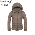 Брендовая женская куртка NewBang 7XL 8XL, пуховик большого размера, Ультралегкая пуховая куртка, Женская легкая теплая ветрозащитная парка, плюс