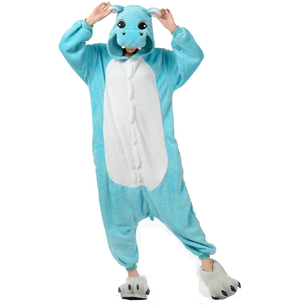 Теплое животное Бегемот комбинезон для взрослых мужчин женщин Kugurumi пижамы