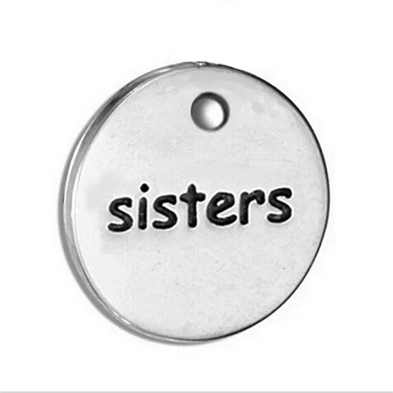 Металлический сплав diy гравированные имена сообщение сестра диск Шарм круглые