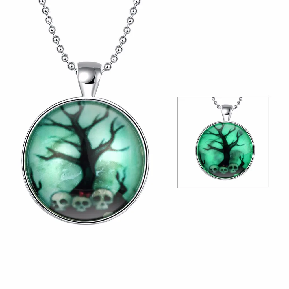 Мода флуоресцентный зеленый Для женщин мужчин Хэллоуин серии Цепочки и ожерелья