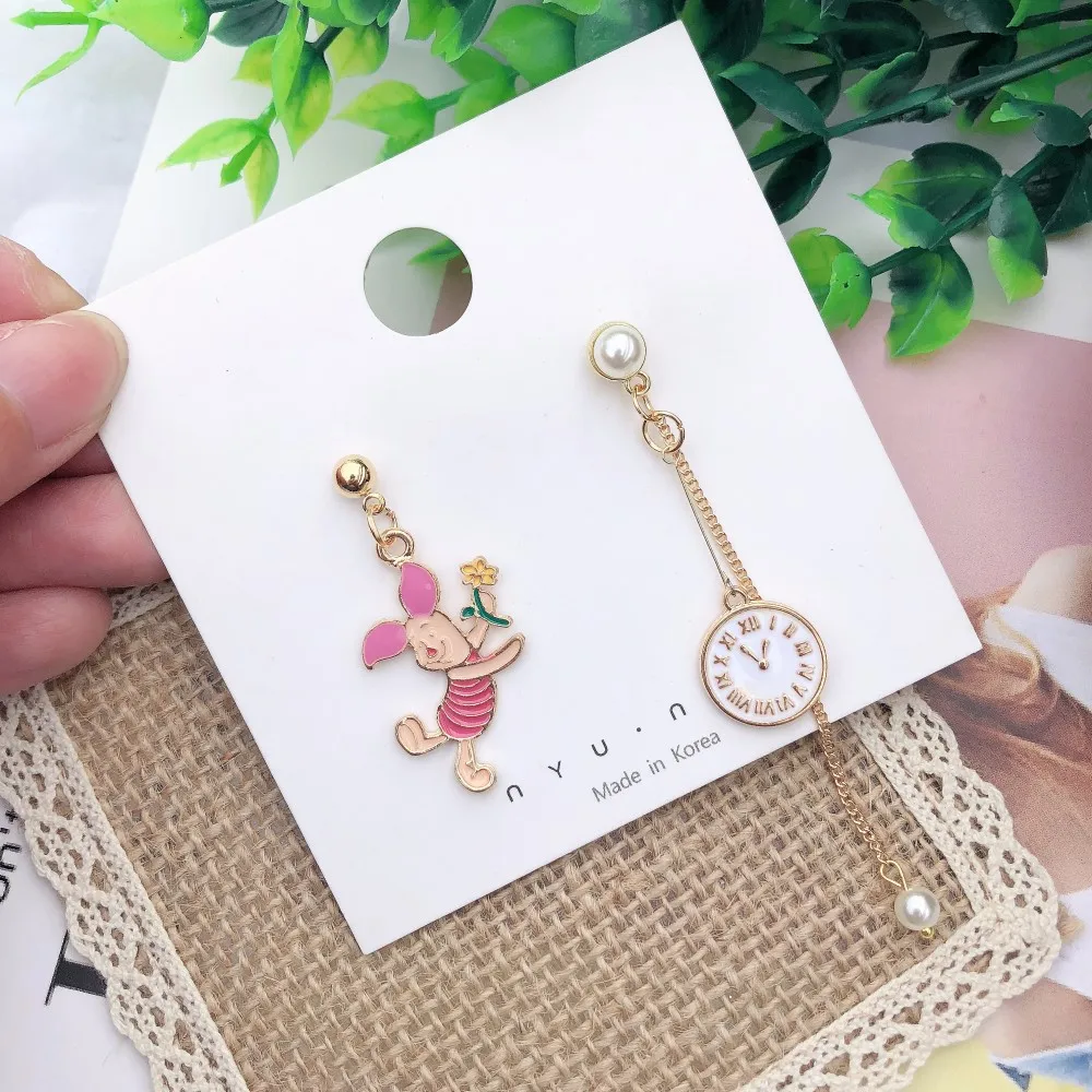 SQUERIM женские длинные серьги-капли с милым медведем, Свинкой, животным, асимметричные корейские серьги для диких девушек, модные вечерние ювелирные изделия