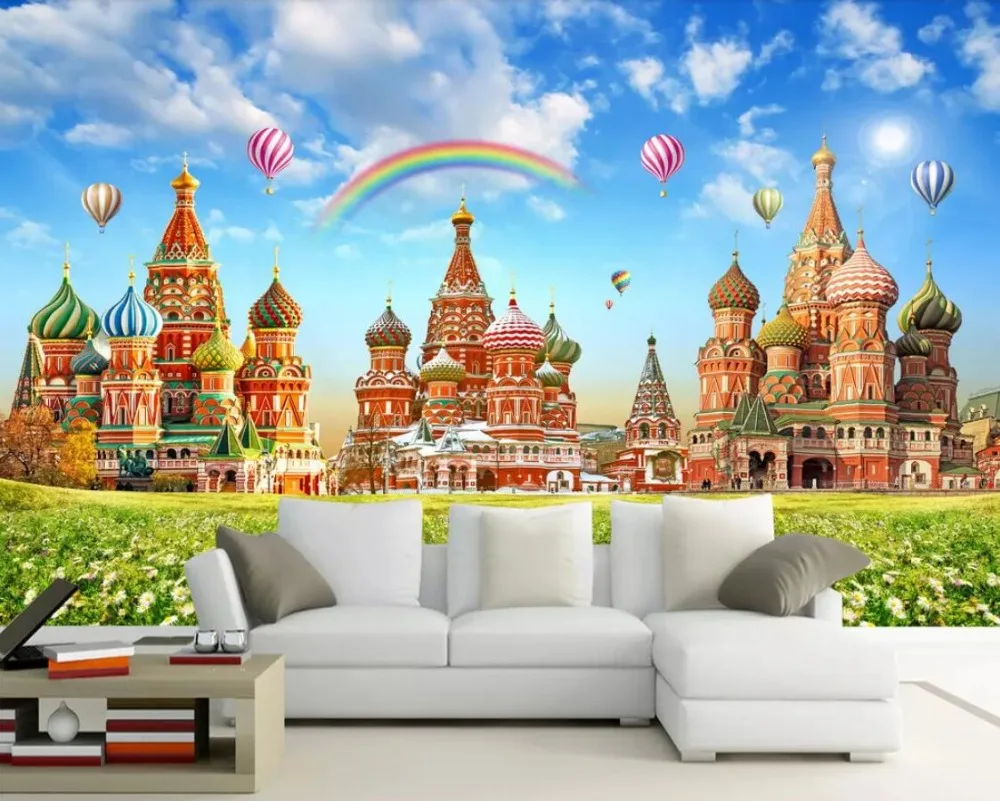 Beibehang пользовательские обои 3d фото фрески замок мечты HD детская комната Радуга воздушный шар ТВ фон настенная бумага Фреска