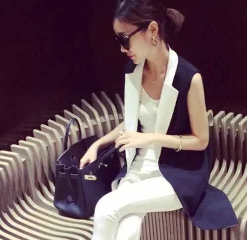 Женский контрастный Блейзер жилет в стиле пэчворк элегантный облегающий офисный