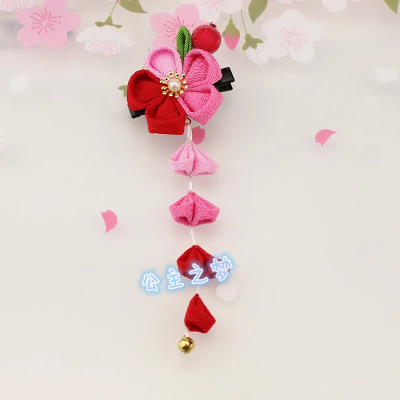 Винтаж Японский стиль Kanzashi шпилька кимоно юката кисточки аксессуар Сакура взрослая церемония прекрасный кролик ручной работы HW006-T