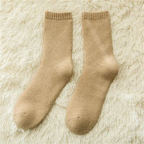 women khaki Новинка, 14 цветов, мужские и женские шерстяные носки, утепленные, около 90 г/77 г, морозостойкие, морозостойкие, минус 30 градусов, теплые шерстяные носки, 3 пары - Цвет: women khaki