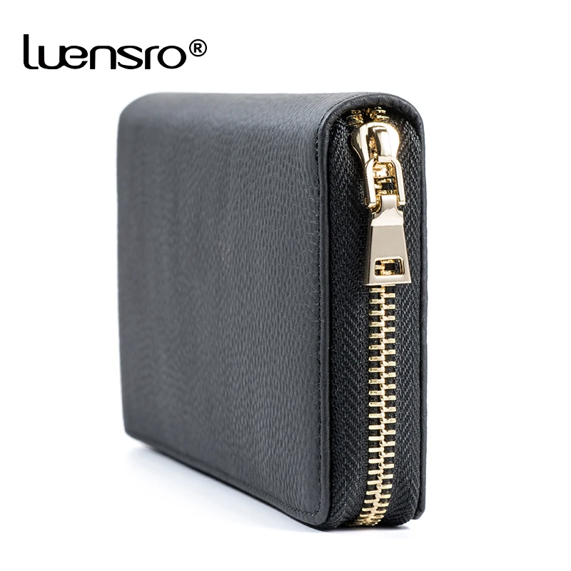 LUENSRO 100% Genuine Leather Long Wallet Men Zipper Clutch High Quality Card Holder Coin Purse | Багаж и сумки