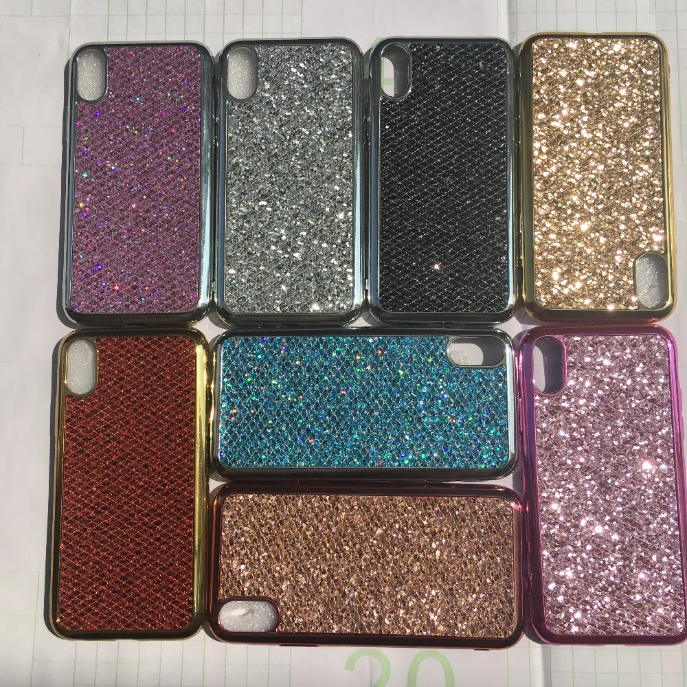 Sequins Phone Case for iPhone X case Silicon Bling Glitter Plating Soft TPU Cover 5 5S SE 6 6s 7 8 plus Fundas |