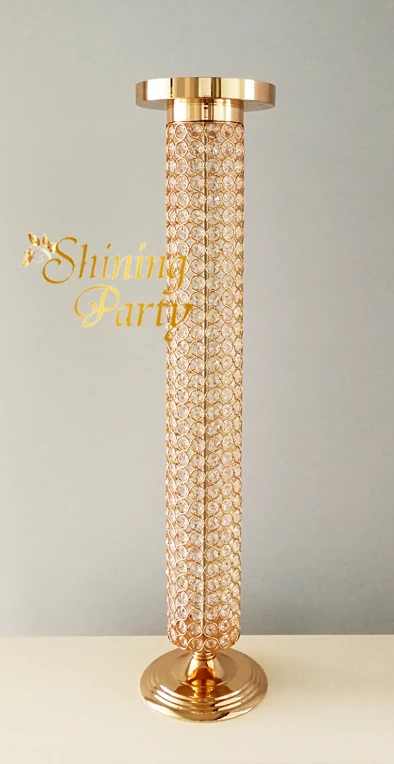 Shining Party 8Pcs/lot H80cm(31&quot) Real Crystal Cylindar Towers Golden Centerpieces Candle Holders Wedding Decoration | Дом и сад