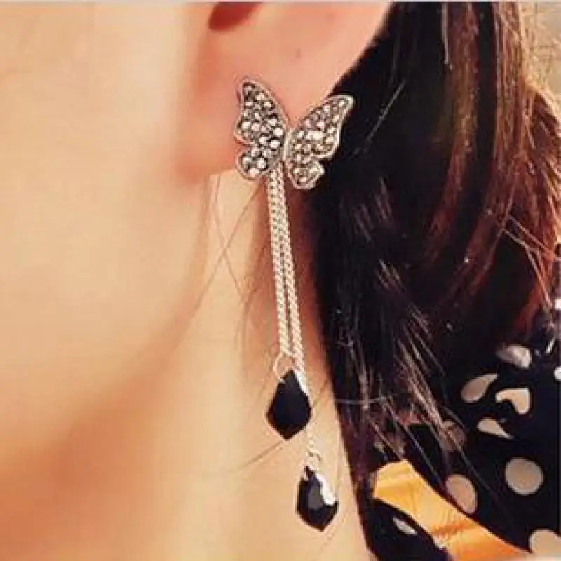 Новинка 2020 модные серьги в стиле ретро панк длинные женские подвески с бабочкой и