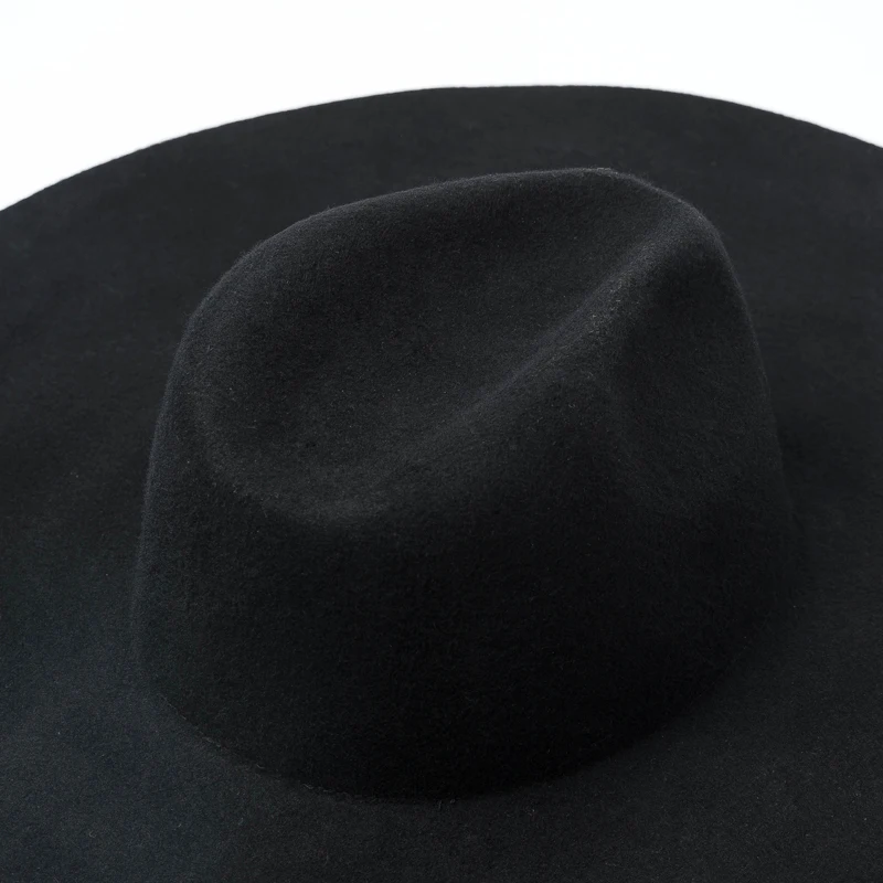 Шерсть 14,5 см большая шляпа с полями Fedora, женская черная/кофейная/Верблюжья джазовая шляпа, модель шоу стиль Австралийский Войлок Зимняя шляпа Fedora