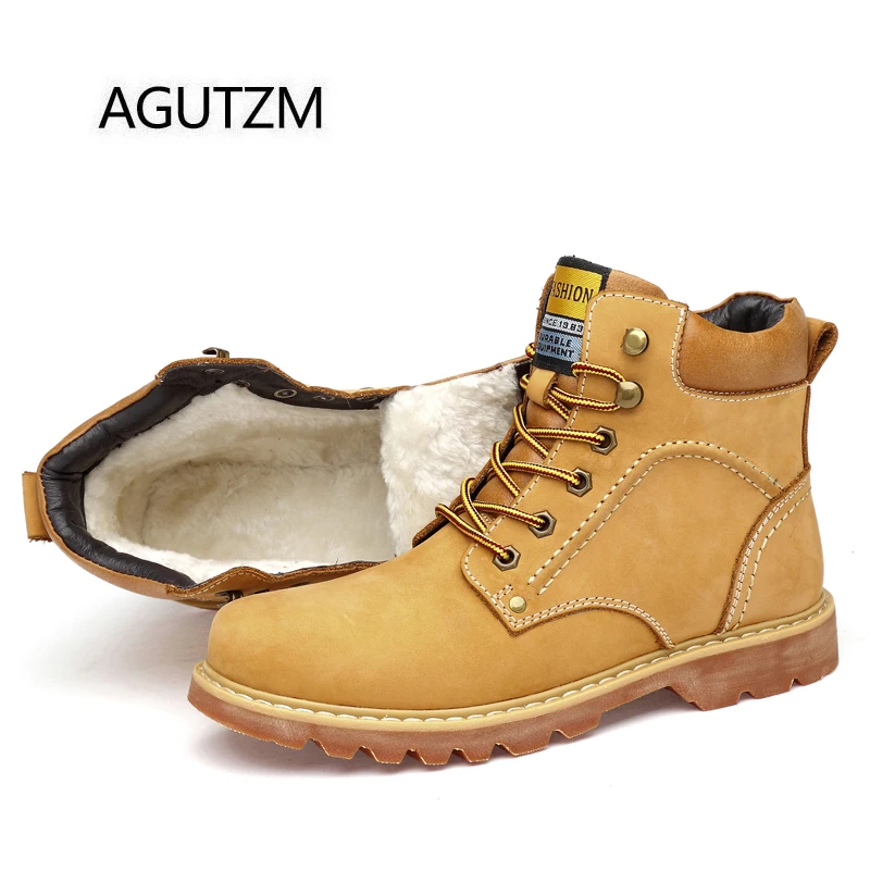 AGUTZM/2083 г. новые модные теплые мужские ботильоны 100% ботинки из натуральной