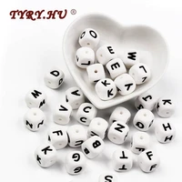 tyry 1pc letter silicone beads food grade chews alphabet bead baby teether bead baby teething toy diy necklace name accessories
