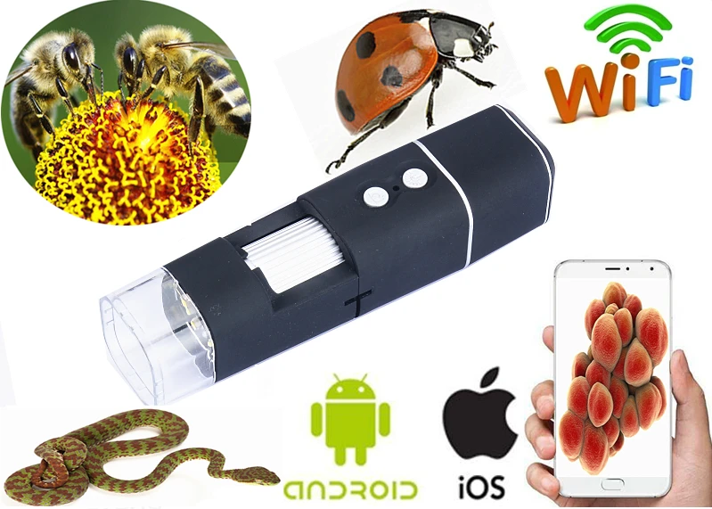 WIFI мобильный телефон микроскоп 200X 500X 800X 1000X цифровой USB IOS Android фото видео HD wifi