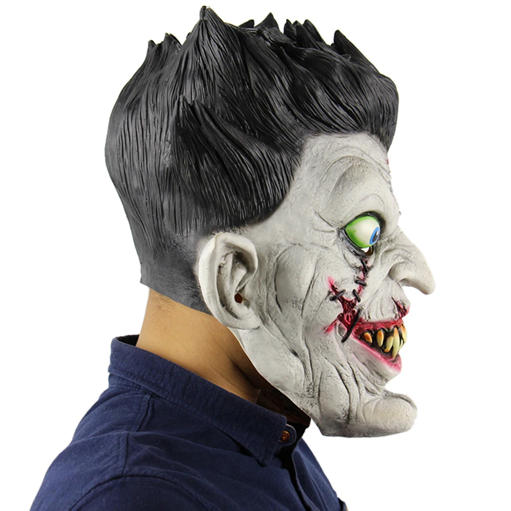 Смешной латексный с полной головой страшная маска зомби Зубастый призрак маски