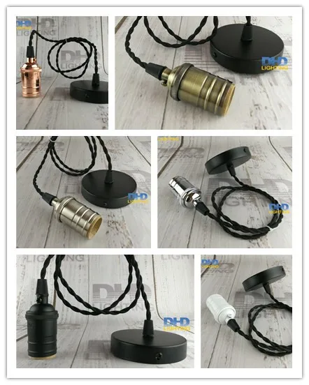 6 цветов Цоколь E27 промышленный подвесной светильник медная лампа накаливания