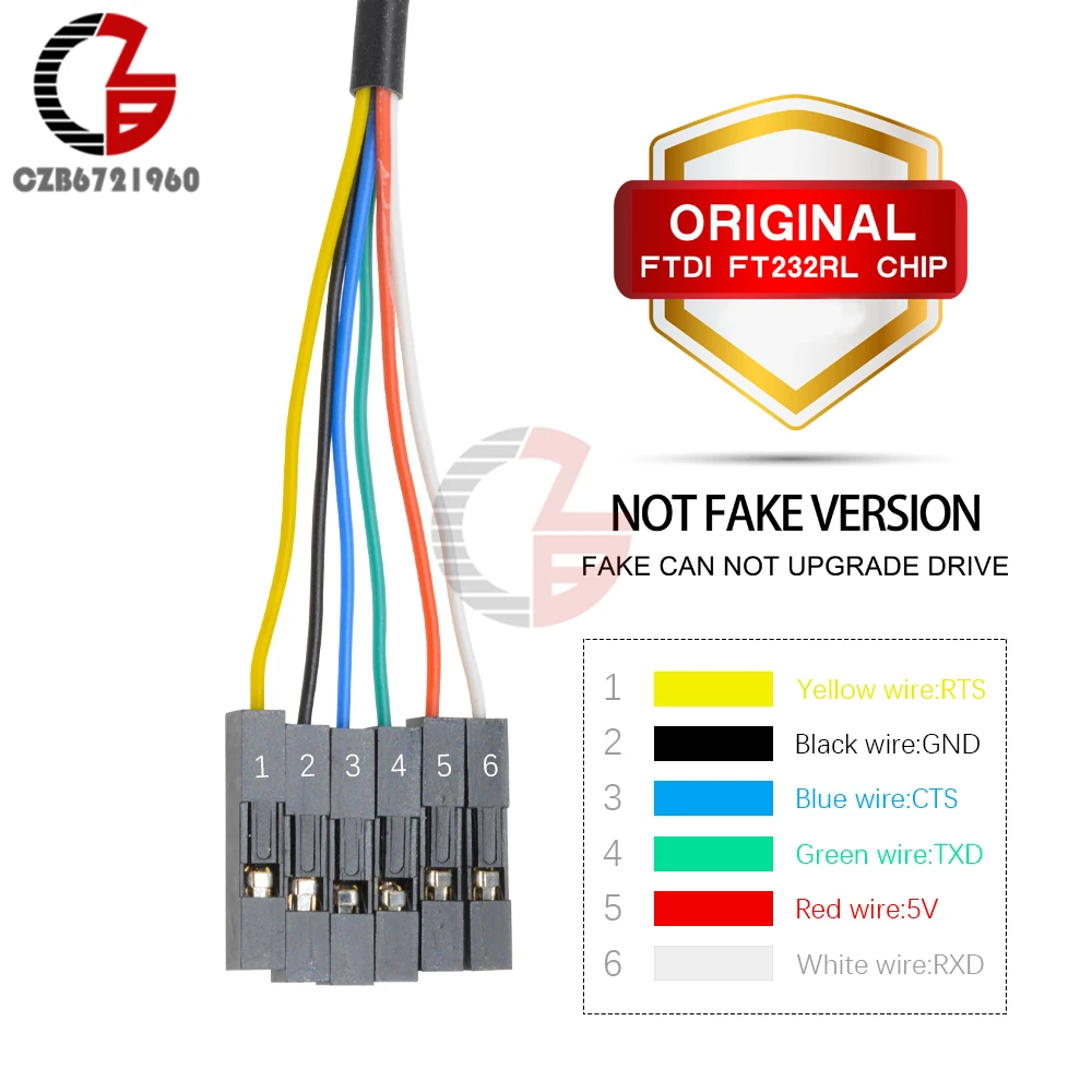 Оригинальный 1 м 6 контактов 5 в FTDI FT232RL FT232 USB к TTL RS232 последовательный загружаемый