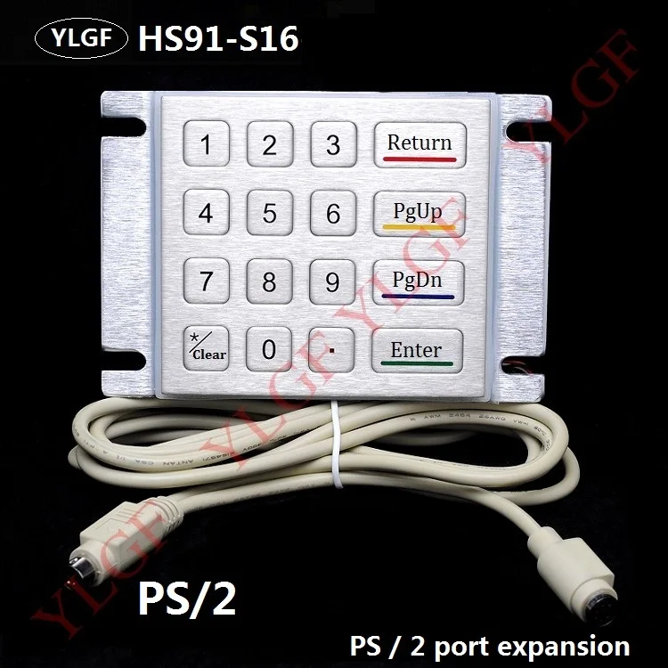 

Metal keyboard,PS/2 interface YLGF HS91-S16 16 key Waterproof (IP65), dust, anti violence Embedded Keyboard