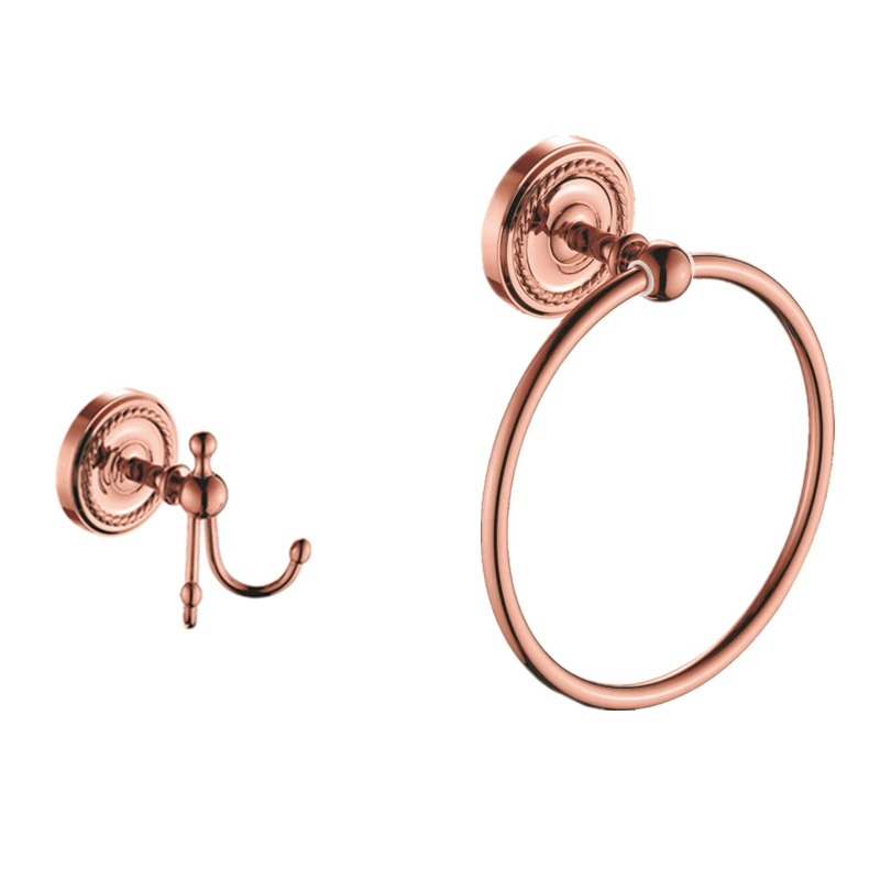 Туалет Бумага держатель полированный крючок для одежды 2 предмета Antique Rose Gold латунное кольцо для полотенца настенный крючок, Товары для ванной набор - Цвет: 3