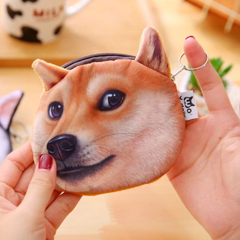 ETya модные 3D Кошельки для монет детские милые собаки шаблон мешок для денег портативный маленький мешок для денег мини Акита Хаски держатель для карточки-ключа