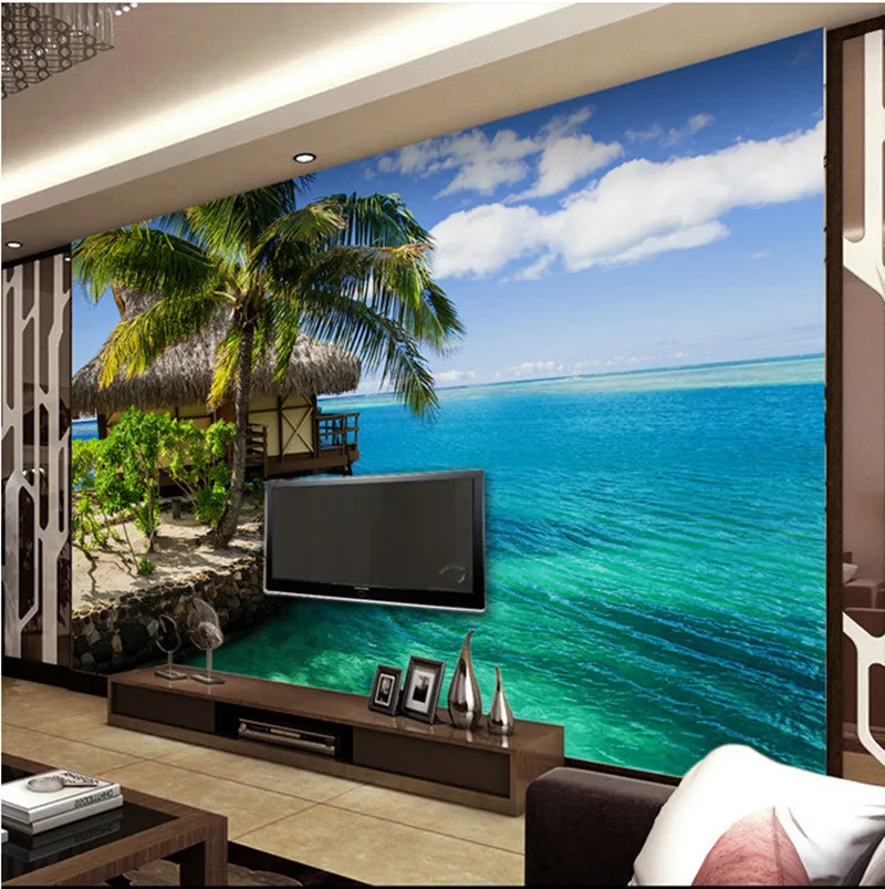 

The custom 3D murals,3d simple modern Aegean Sea TV art background wall,living room sofa wall bedroom wall paper