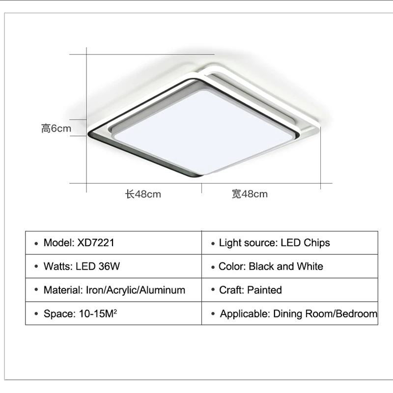 

Modern smart home LED chandelier black white square modern high quality chandelier for living room bedroom study lamp AC85-260V