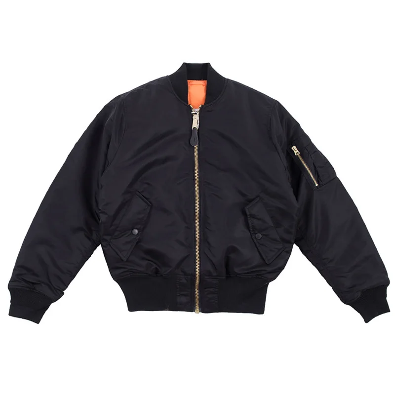 black jacket Толстое Зимнее пальто для мужчин Ma1 куртка-бомбер для мужчин хип-хоп пальто теплая уличная спортивная бейсбольная куртка парка мужская одежда - Цвет: black jacket