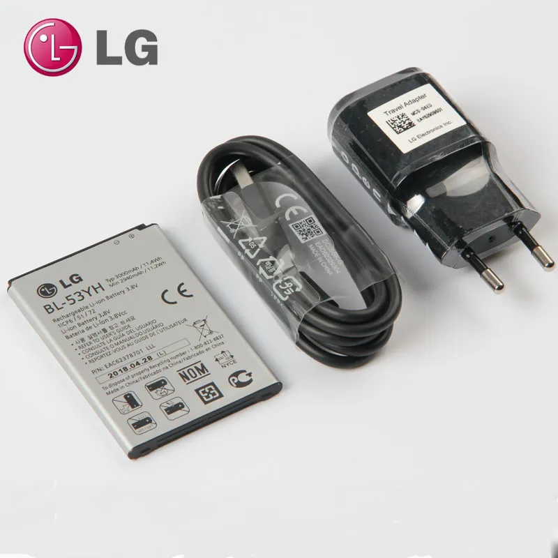 Оригинальный BL 53YH батарея + черное зарядное устройство для LG Optimus G3 D830 D850 D851 D855 LS990