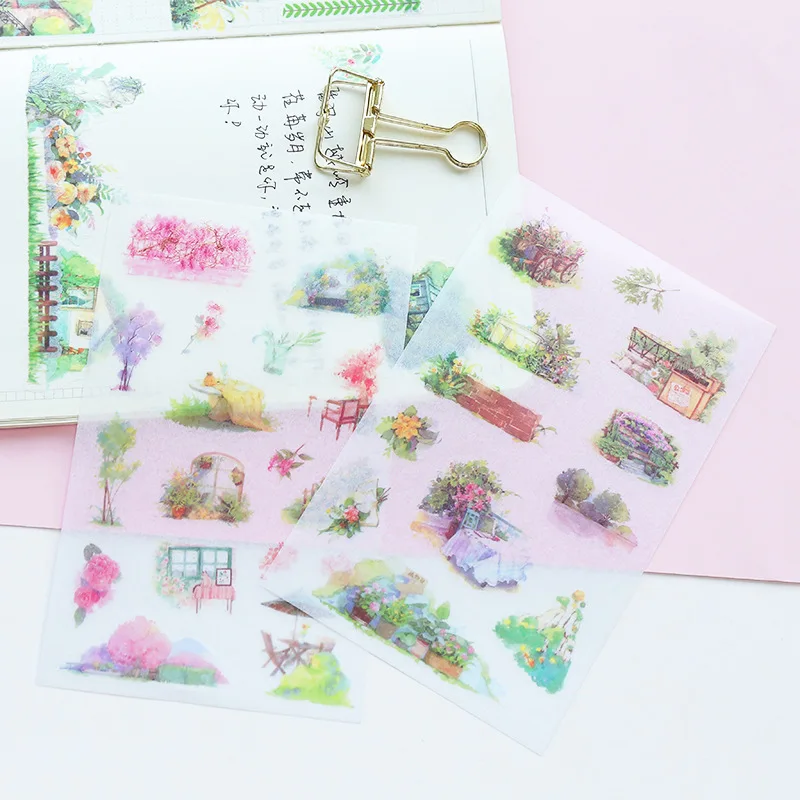 6 шт./упак. зеленая садовая бумага Набор наклеек Kawaii Канцтовары DIY Скрапбукинг