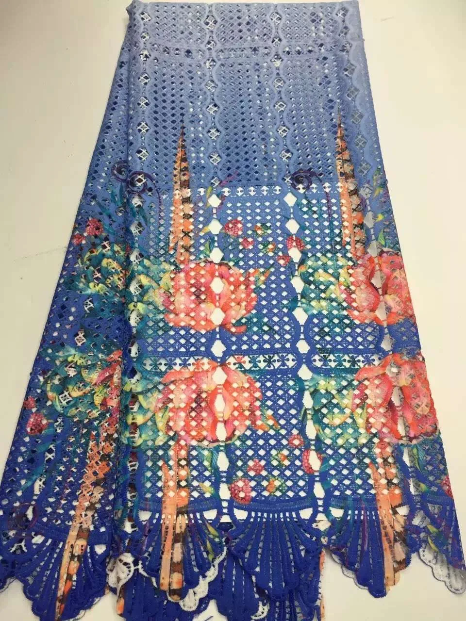 2016 Последнее Африканский Гипюр Кружева Ткани Высокого Качества Многоцветный 5