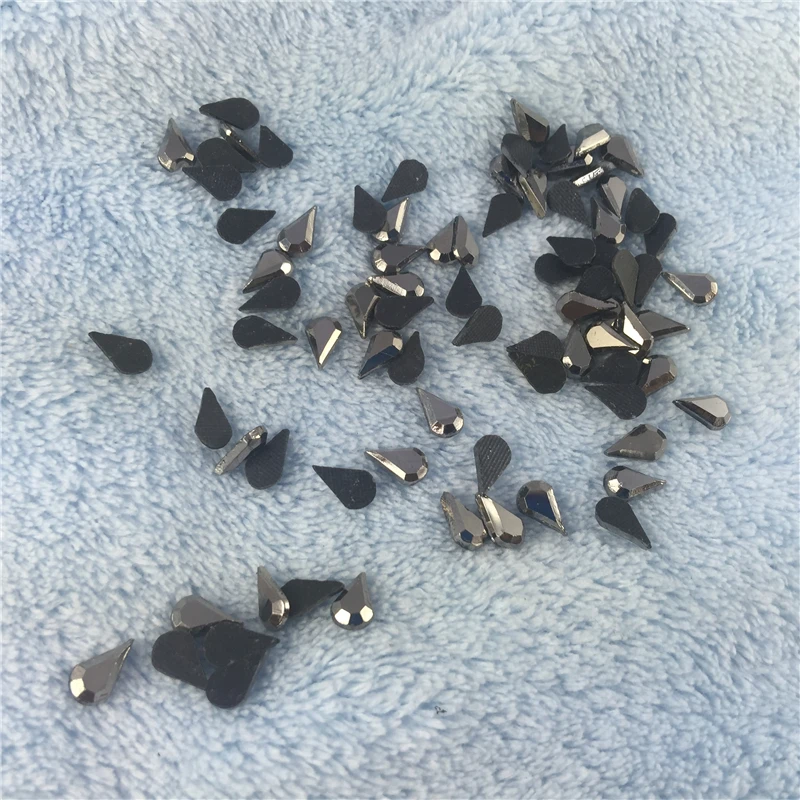 5*8MM 50pcs Hot Fix Rhinestone Drop shaped Gunmetal Special-shaped Strass Crystal and Stones For Dress Crafts | Дом и сад