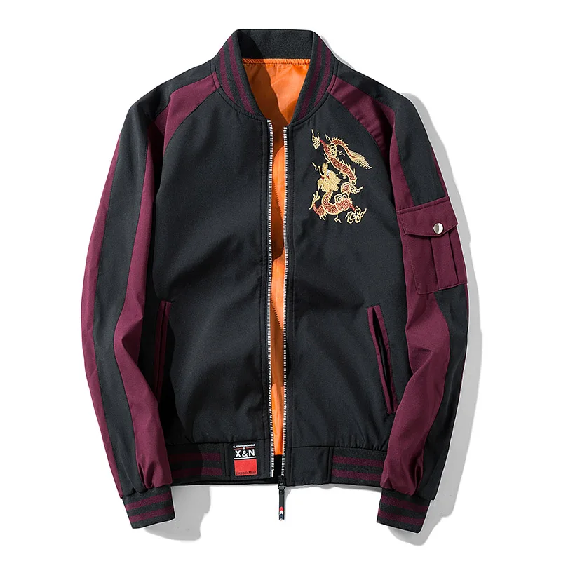Новые модные куртки и пальто для мужчин s Bomber High Street Trend ветровка пальто корейское Трендовое повседневное пальто мужская одежда - Цвет: Бургундия