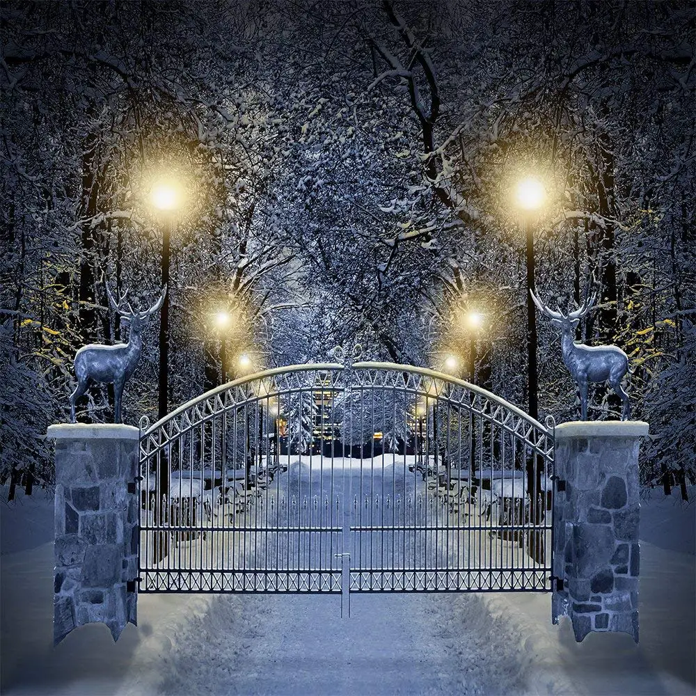Yuletide приглашение колонна дверсветильник дерево дорога фоны Высокое качество