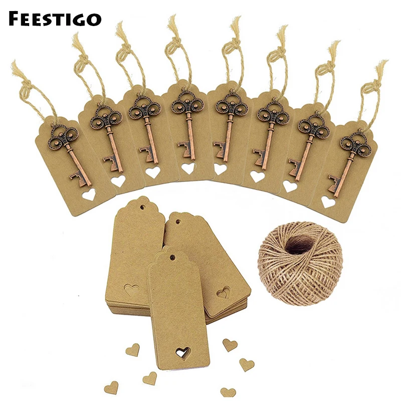 Feestigo 50 шт. сувениры для свадебной вечеринки для гостей Скелет Корона открывалка для ключей бумажные бирки для подарков Праздничные товары для вечеринок