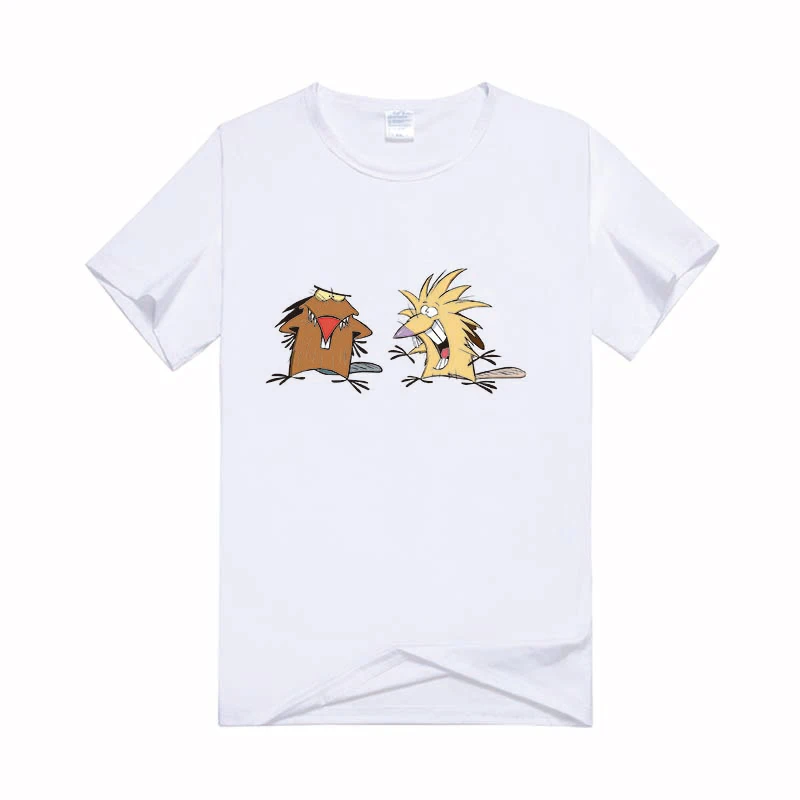 Новая футболка с принтом Мужская Angry Beavers повседневные хлопковые футболки на день