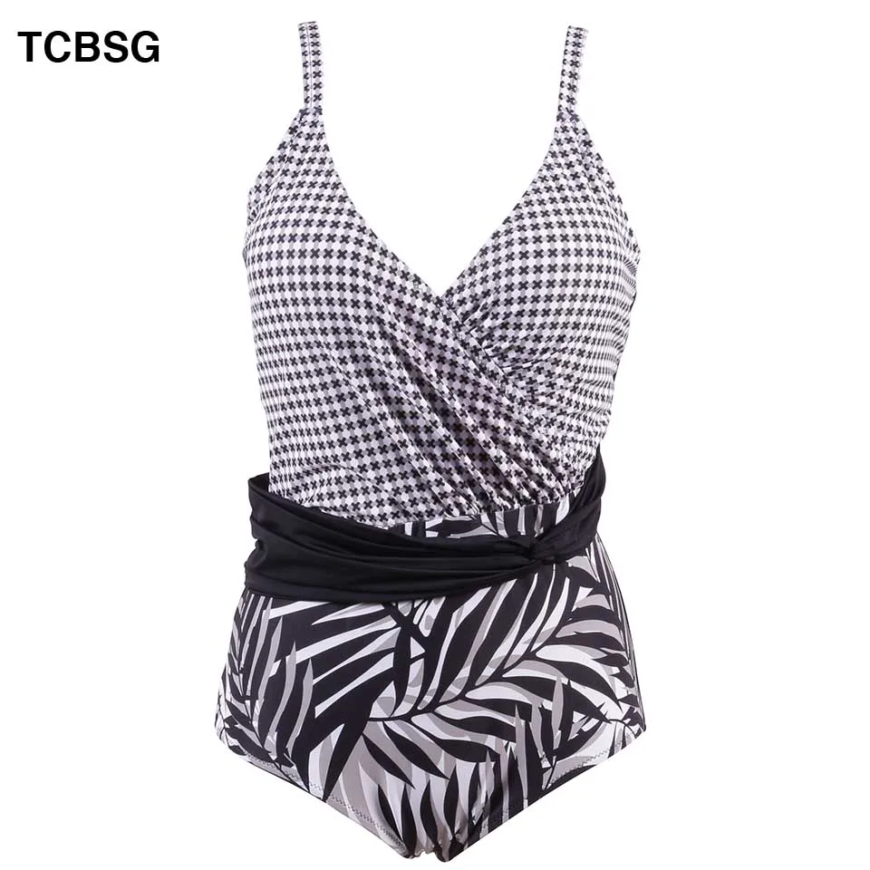 TCBSG 2019 New One Piece Swimsuit Women Vintage Bathing Suits Halter Top Plus Size Swimwear Sexy Print Monokini Beach Wear | Спорт и