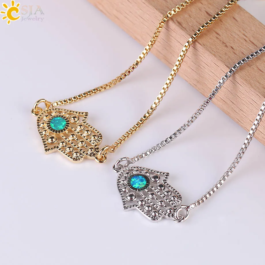 Женский браслет с опалом CSJA ручной на удачу регулируемый опалом|Цепочки и