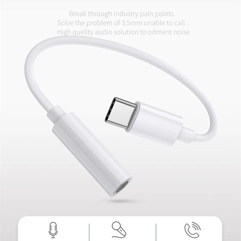 Type C to 3.5 Jack Earphone Adapter for Xiaomi 6 6x 8 Mix2 2S USB C to 3.5mm AUX Cable Converter for Huawei P20 Mate 10 20 Pro