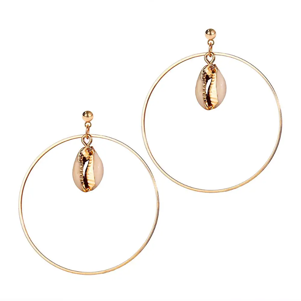 Популярные круглые серьги-кольца серьги-гвоздики в виде морской ракушки висячие